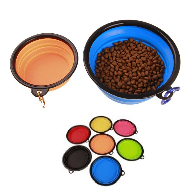Easy-Carry Foldable Silicone Dog Bowl with Clip