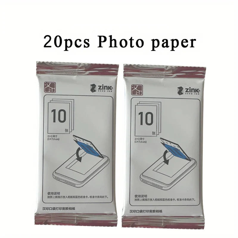 Portable Photo Paper (2x3”) - Sticker-Ready Prints for On-the-Go - 20/40 Sheets