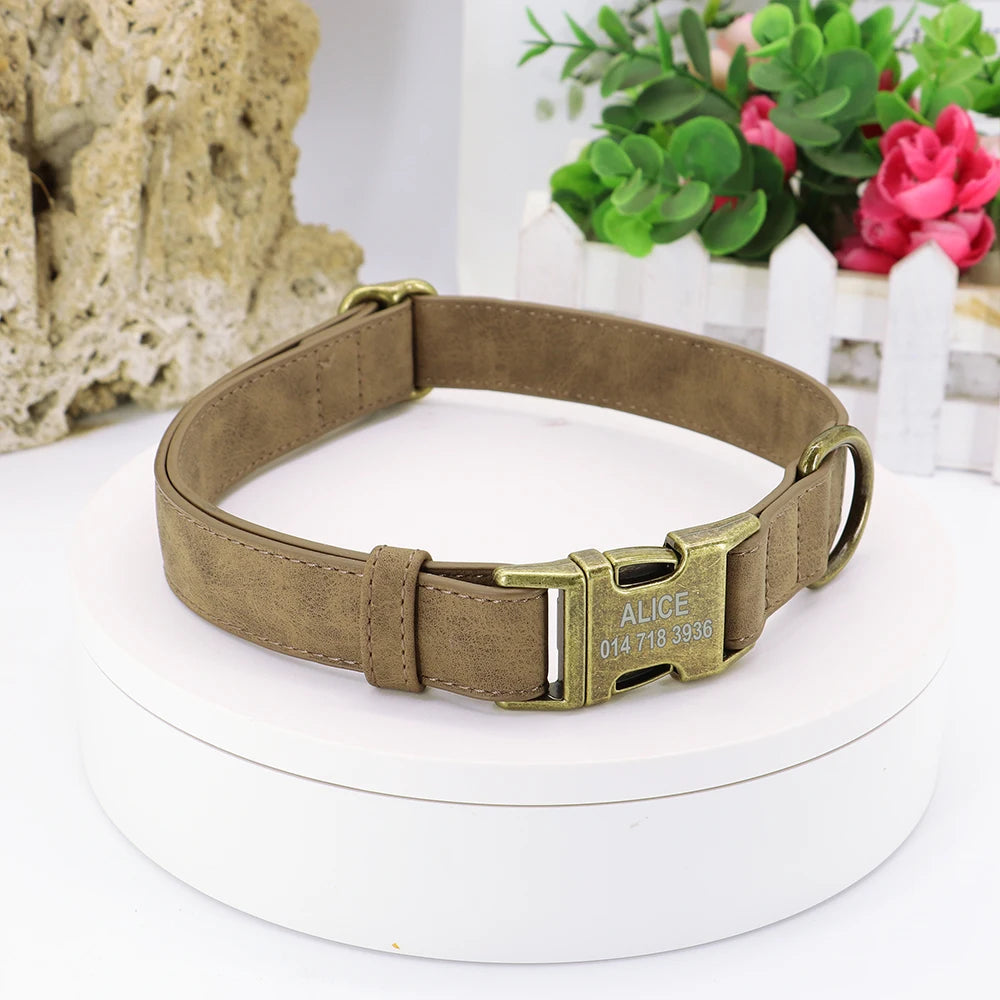 Custom Engraved Anti-Lost Dog Collar with Metal ID Tag - incl. Lifetime Warranty