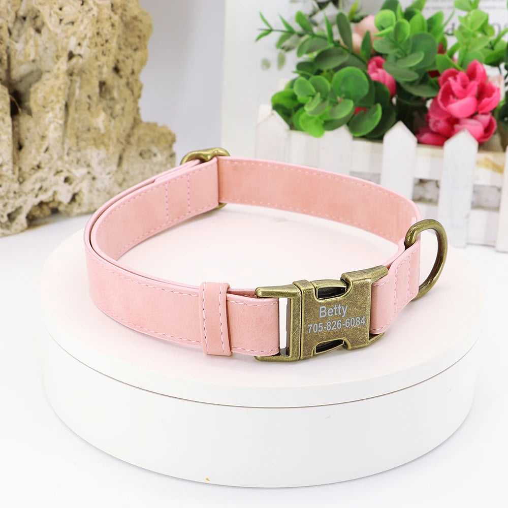 Custom Engraved Anti-Lost Dog Collar with Metal ID Tag - incl. Lifetime Warranty