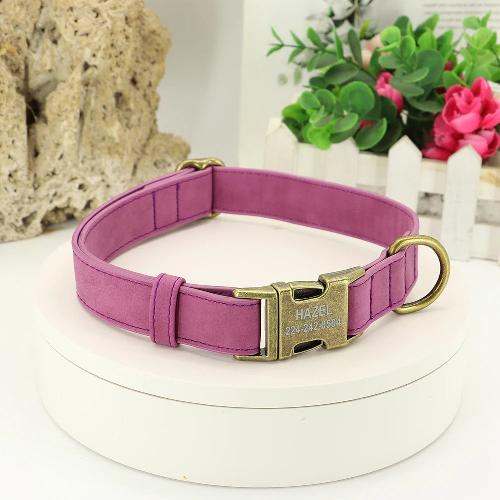 Custom Engraved Anti-Lost Dog Collar with Metal ID Tag - incl. Lifetime Warranty