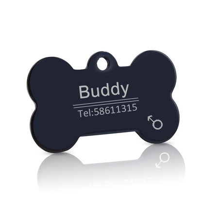 Personalized Titanium Steel Laser-Engraved Dog ID Tag, bone