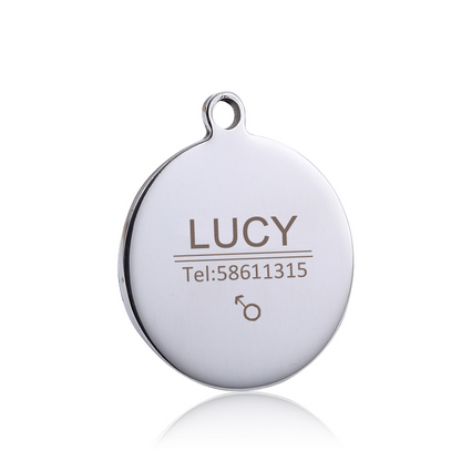 Personalized Titanium Steel Laser-Engraved Dog ID Tag, Round