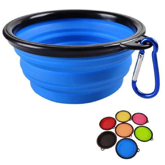 Easy-Carry Foldable Silicone Dog Bowl with Clip