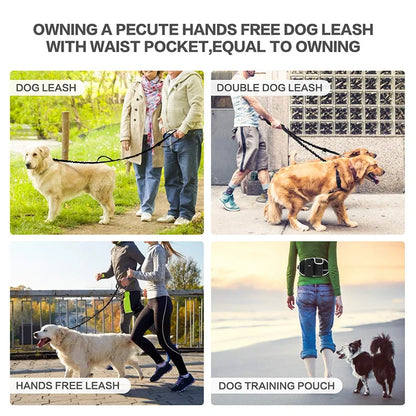 Hands-Free Dog Walking Belt with Treat Pouch and Bungee Leash