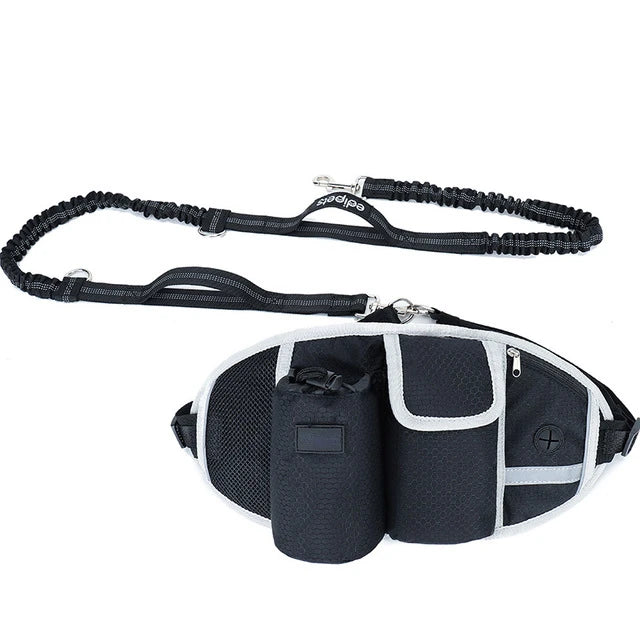 Hands-Free Dog Walking Belt with Treat Pouch and Bungee Leash