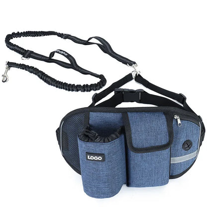 Hands-Free Dog Walking Belt with Treat Pouch and Bungee Leash