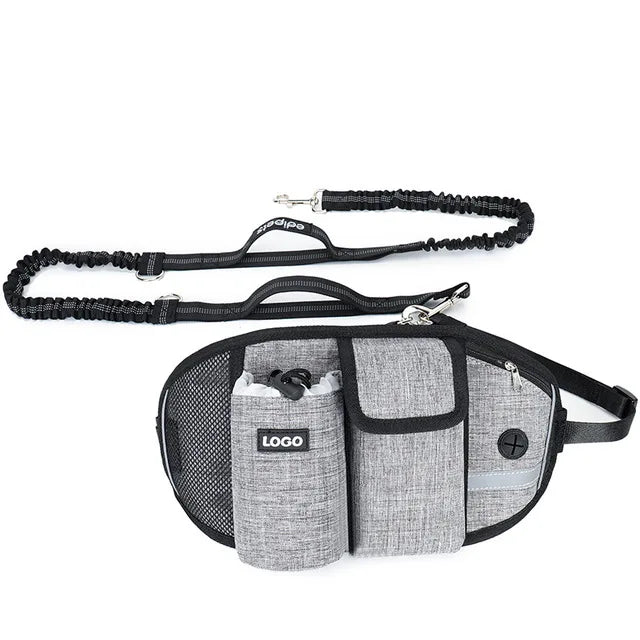 Hands-Free Dog Walking Belt with Treat Pouch and Bungee Leash