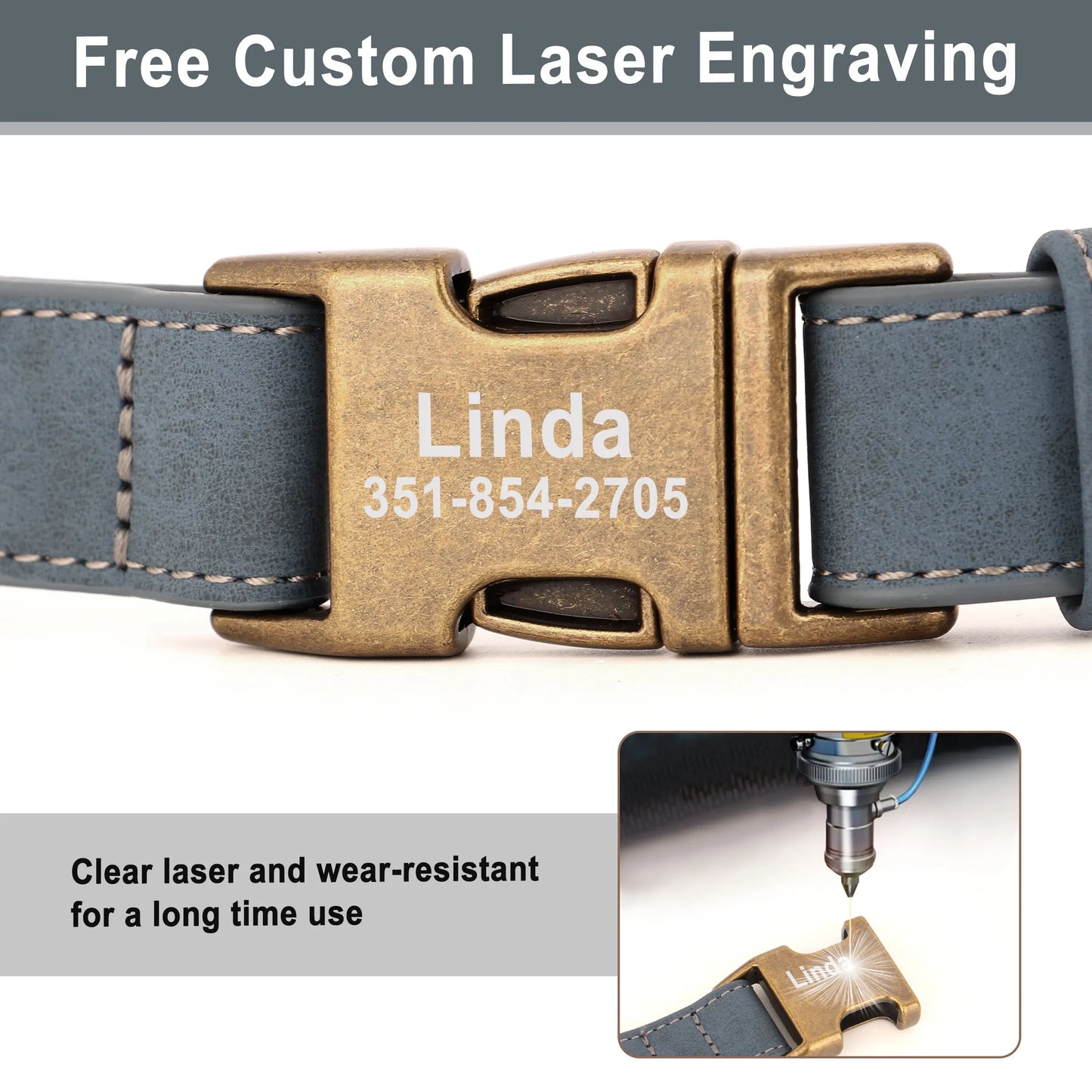 Custom Engraved Anti-Lost Dog Collar with Metal ID Tag - incl. Lifetime Warranty