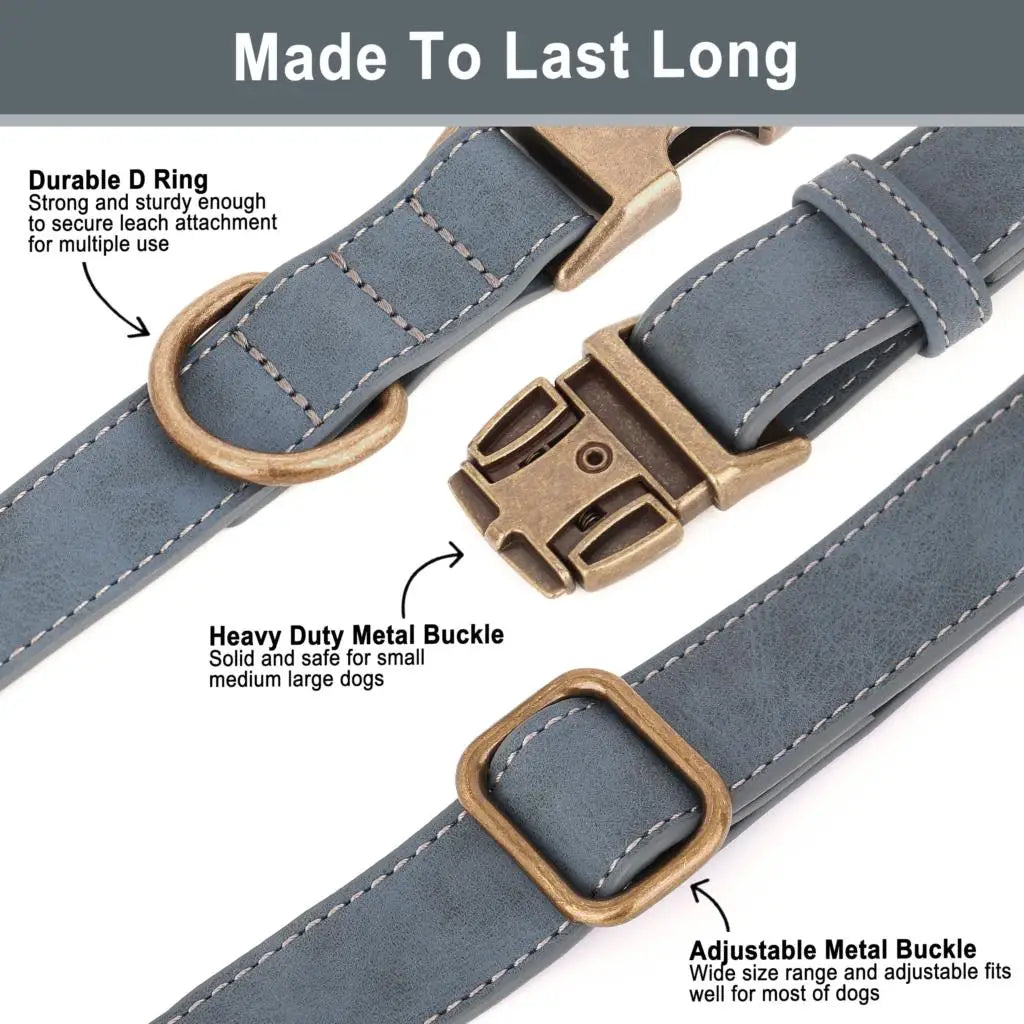 Custom Engraved Anti-Lost Dog Collar with Metal ID Tag - incl. Lifetime Warranty