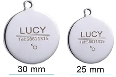 Personalized Titanium Steel Laser-Engraved Dog ID Tag, Round
