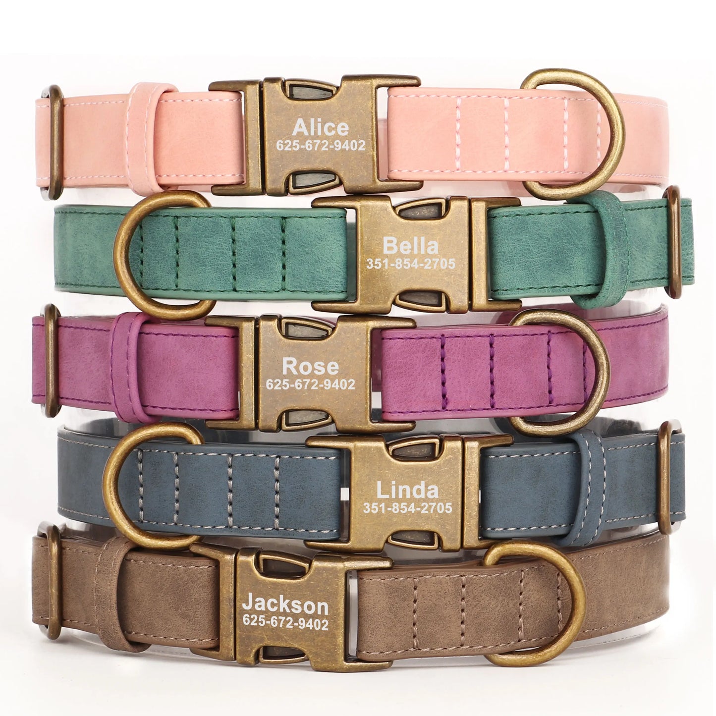 Custom Engraved Anti-Lost Dog Collar with Metal ID Tag - incl. Lifetime Warranty
