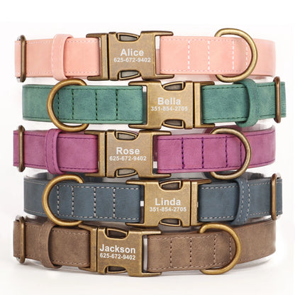 Custom Engraved Anti-Lost Dog Collar with Metal ID Tag - incl. Lifetime Warranty