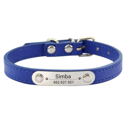 Personalized Pet Collar - Custom Name ID Tag, Anti-Lost PU Leather, Pink (S/M/L)