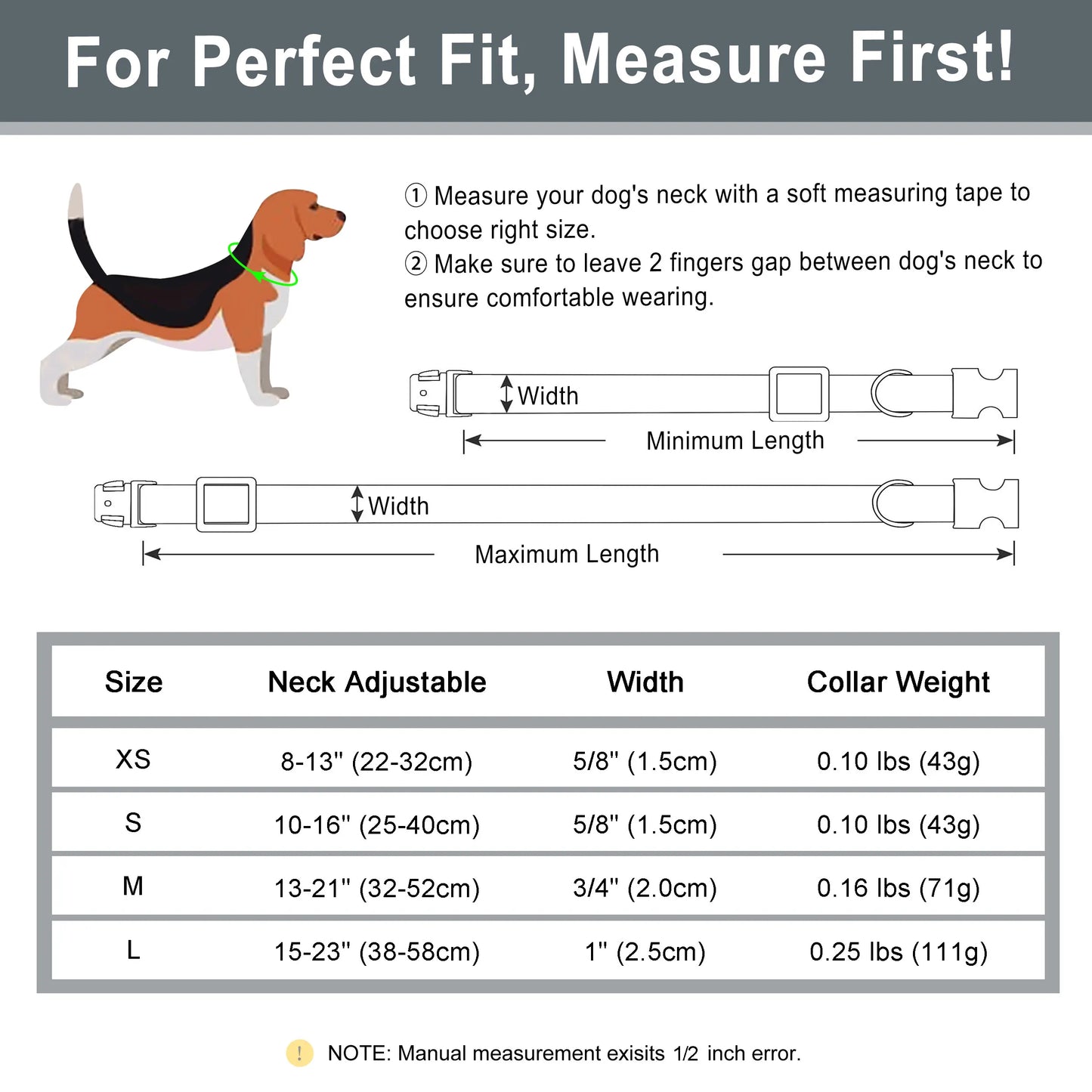Custom Engraved Anti-Lost Dog Collar with Metal ID Tag - incl. Lifetime Warranty
